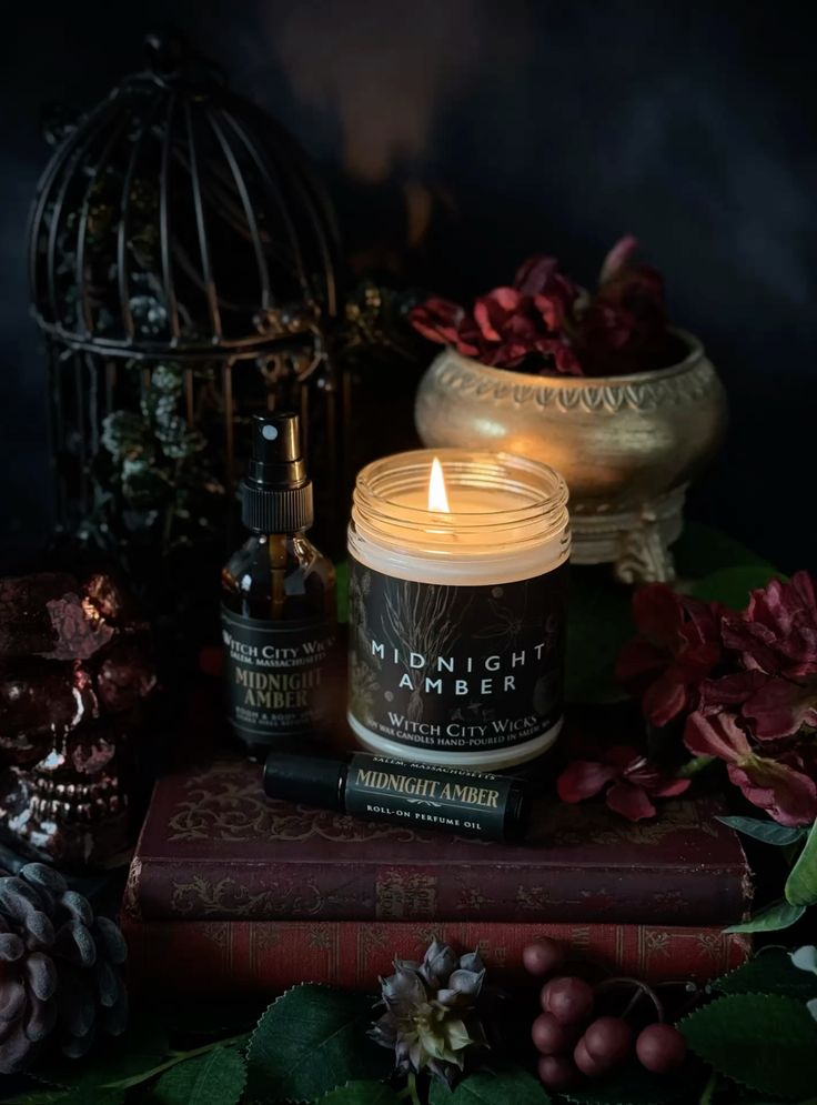 Candle and softly lit home fragrance scene